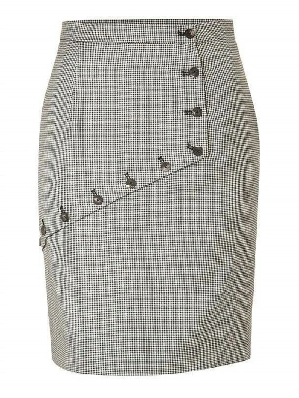 ALEXANDER MCQUEEN Houndstooth Button-Accent Pencil Skirt (B)